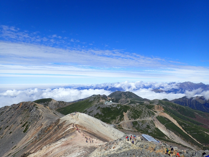 Climbing people on Mt. Norikura